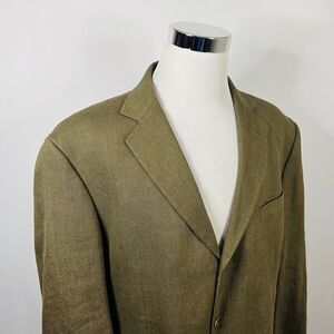 Movimento 46L Sport Coat Wool Linen Blend Dark Beige Three Button Double Vented